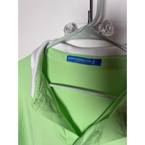 Southern Tide Tide to Trail Green Striped Performance Golf Polo Stretch Men's LG - Picture 4 of 7